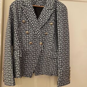 Black and White Geometric Women's Blazer